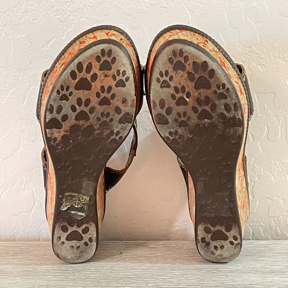 Spring Step L'artiste Bonita Sandals Platform Wedge Dragonfly Leather Colorful 6